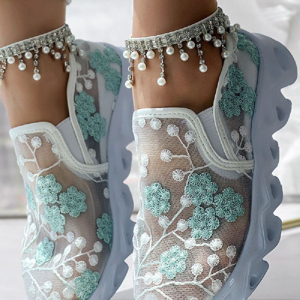 LÉONIE™ BASKETS DENTELLE FLORALE ÉDITION CHIC